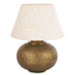 Złota Lampka Nocna Lampa Stołowa z Beżowym Abażurem Retro Loft 180100