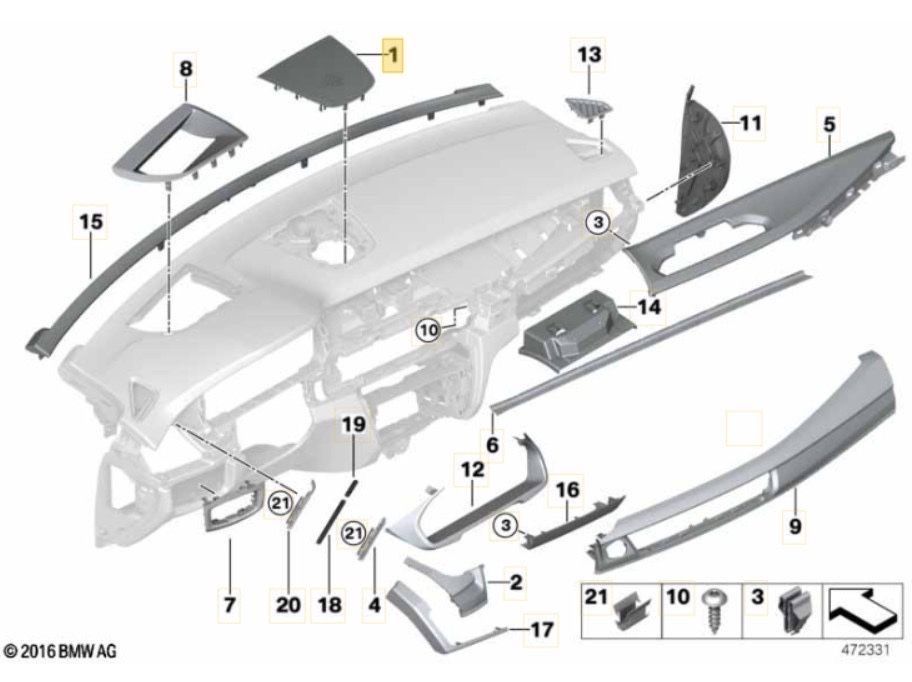 Торпедо консольна запчастини кокпит bmw x5 f15 x6 f16 f85 кожа
