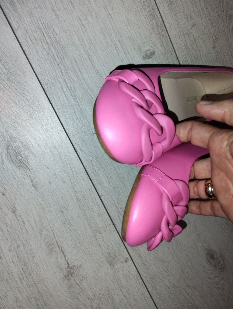 Balerinki różowe fuksja buty na wiosnę lato