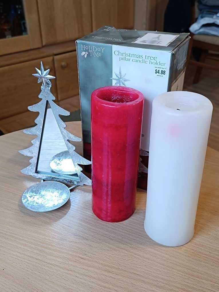 Retro ozdoby świąteczne świeczki zapachowe choinka lusterko lata '90