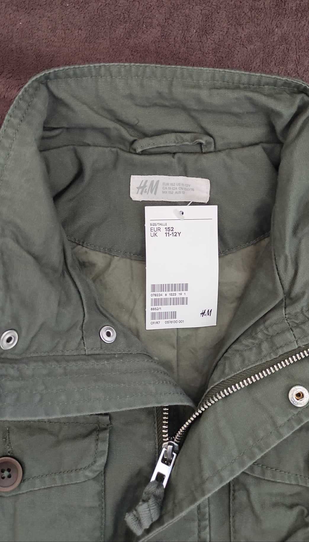 Kurtka dziecięca chłopięca marki H&M, roz. 152 w militarnym stylu