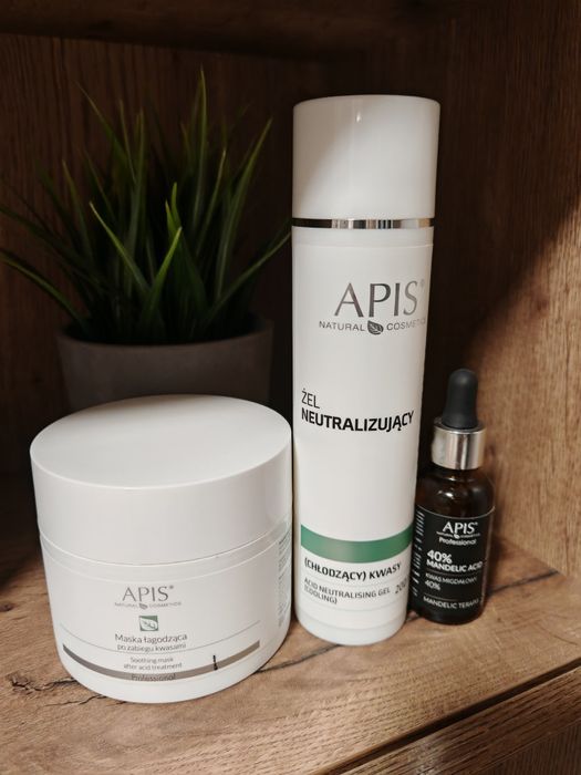 Apis kwas migdałowy 40%, żel neutralizujacy, maska łagodzący, zestaw