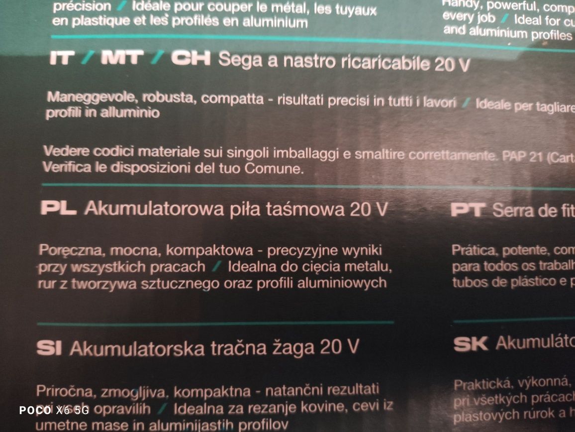 Parkside PMBA 20 li b2 Aku piła taśmowa nowa