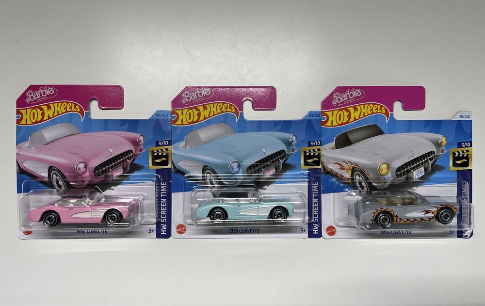 3x Hot Wheels 1956 Corvette