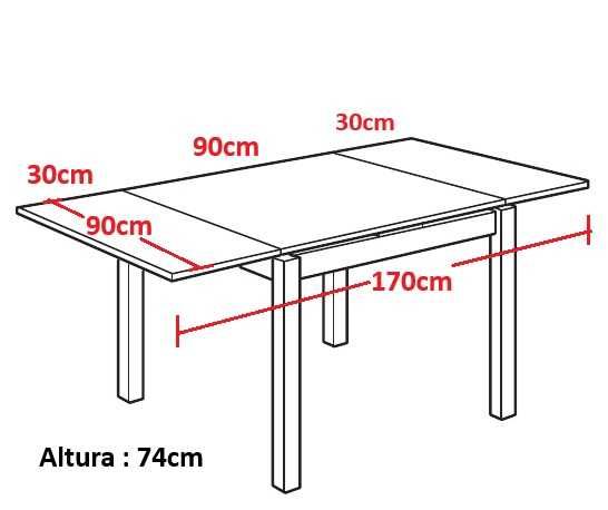 Mesa de jantar - 90x90cm extensível a 90x170cm - ótimo estado