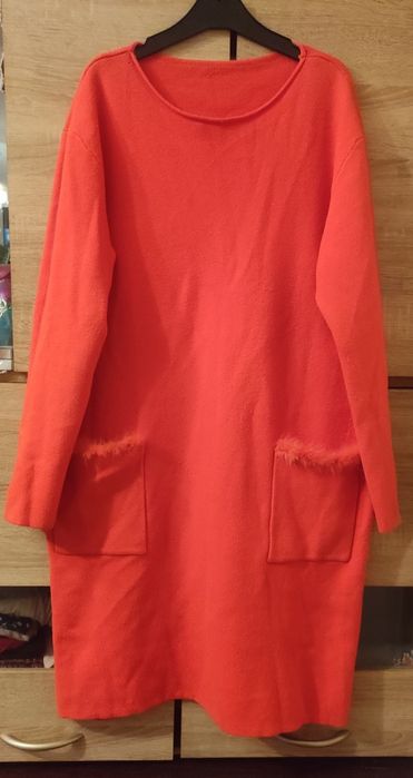 Sukienka Sweterkowa Pomarańczowa