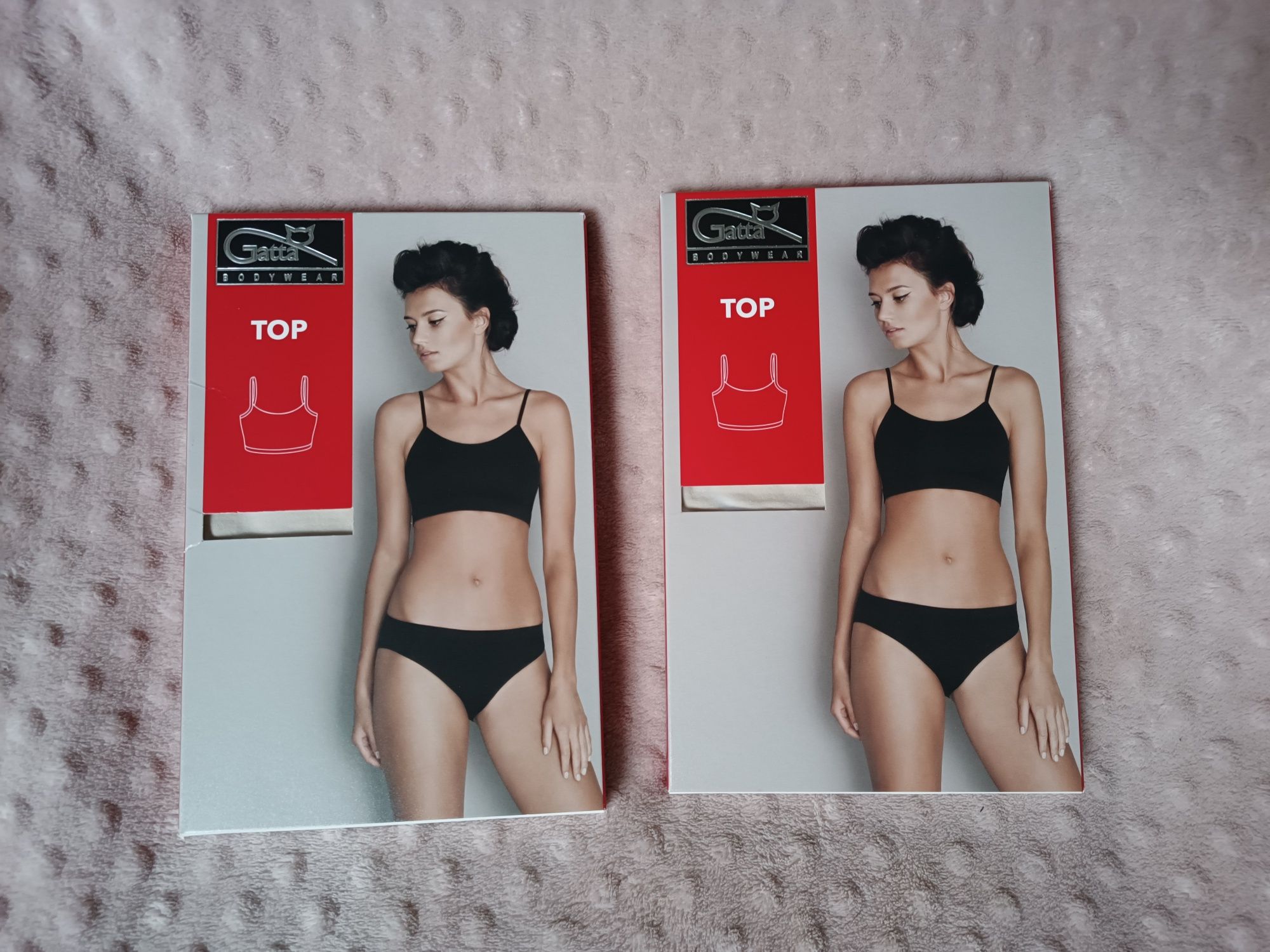 Nowy 2 pack top damski biustonosz sportowy Gatta XL beż nude koszulka