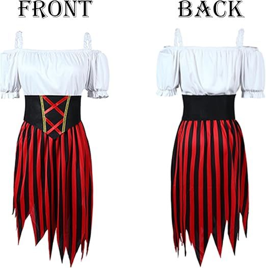 Damski strój pirata, sukienka z pasem i opaską Rozmiar L/Xl
