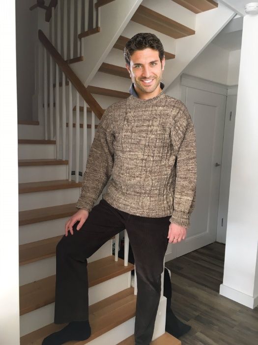 Sweter 100% wełniany nowy XL ręcznie robiony hand made