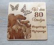 Personalizowana drewniana kartka na 80 urodziny Grawer ze zdjęcia