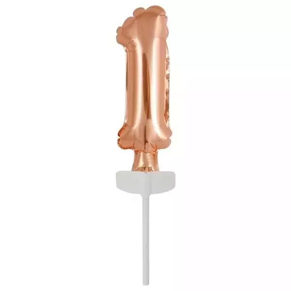 Balon foliowy mini cyfra 1 różowe złoto 4x12cm. Amscan