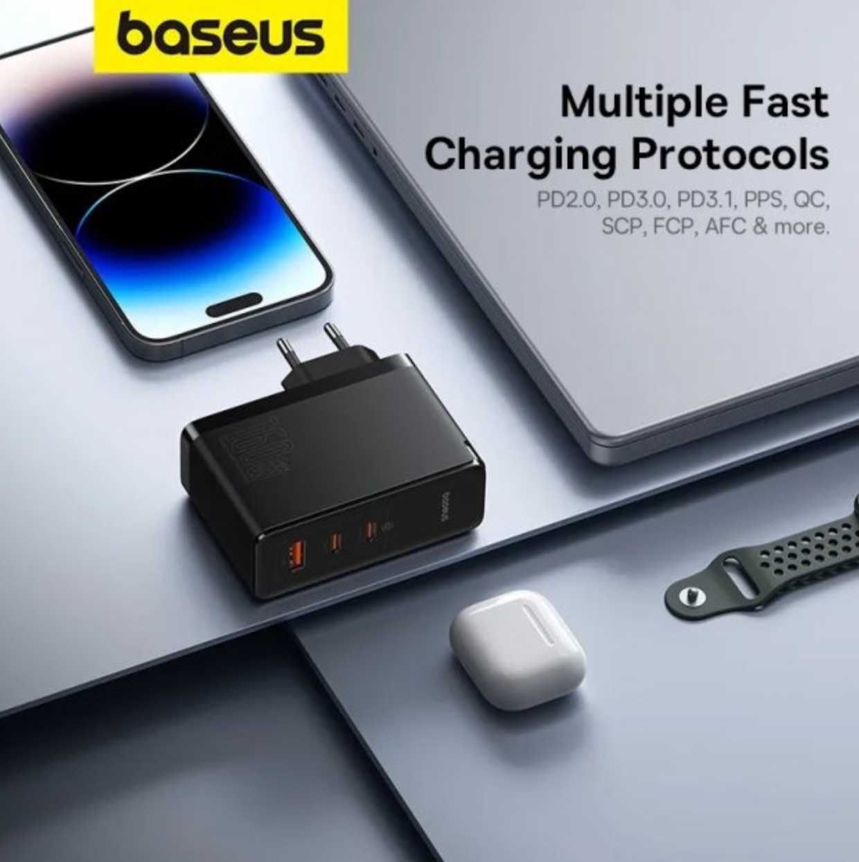 Зарядний пристрій Baseus GaN5 Pro Charger 160W + кабель в копмлекті.