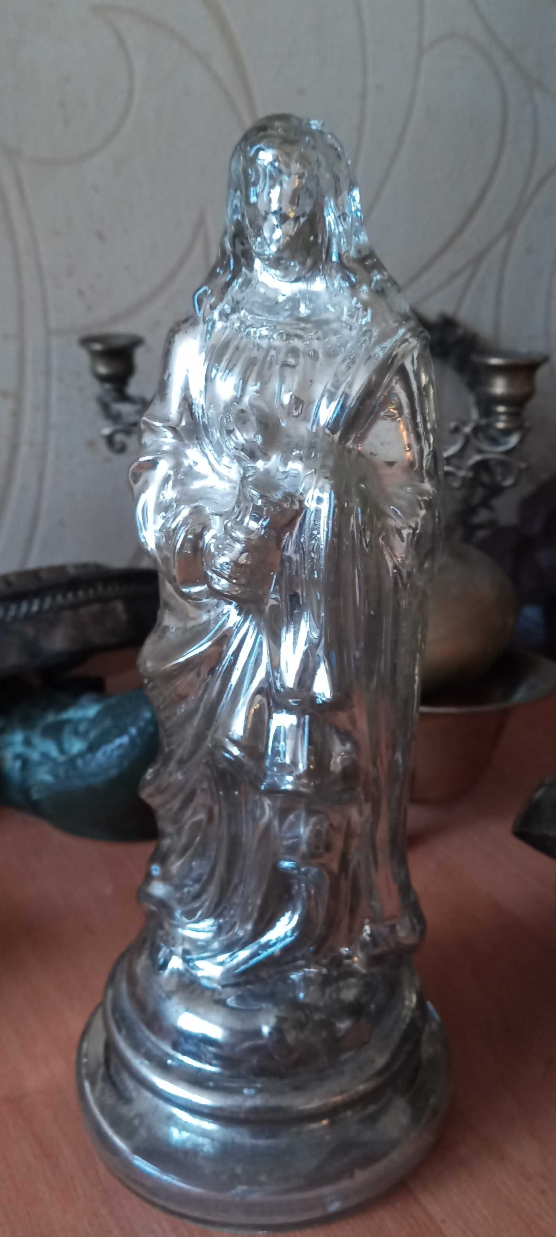 Matka Boska Maryja figura srebrzone szkło