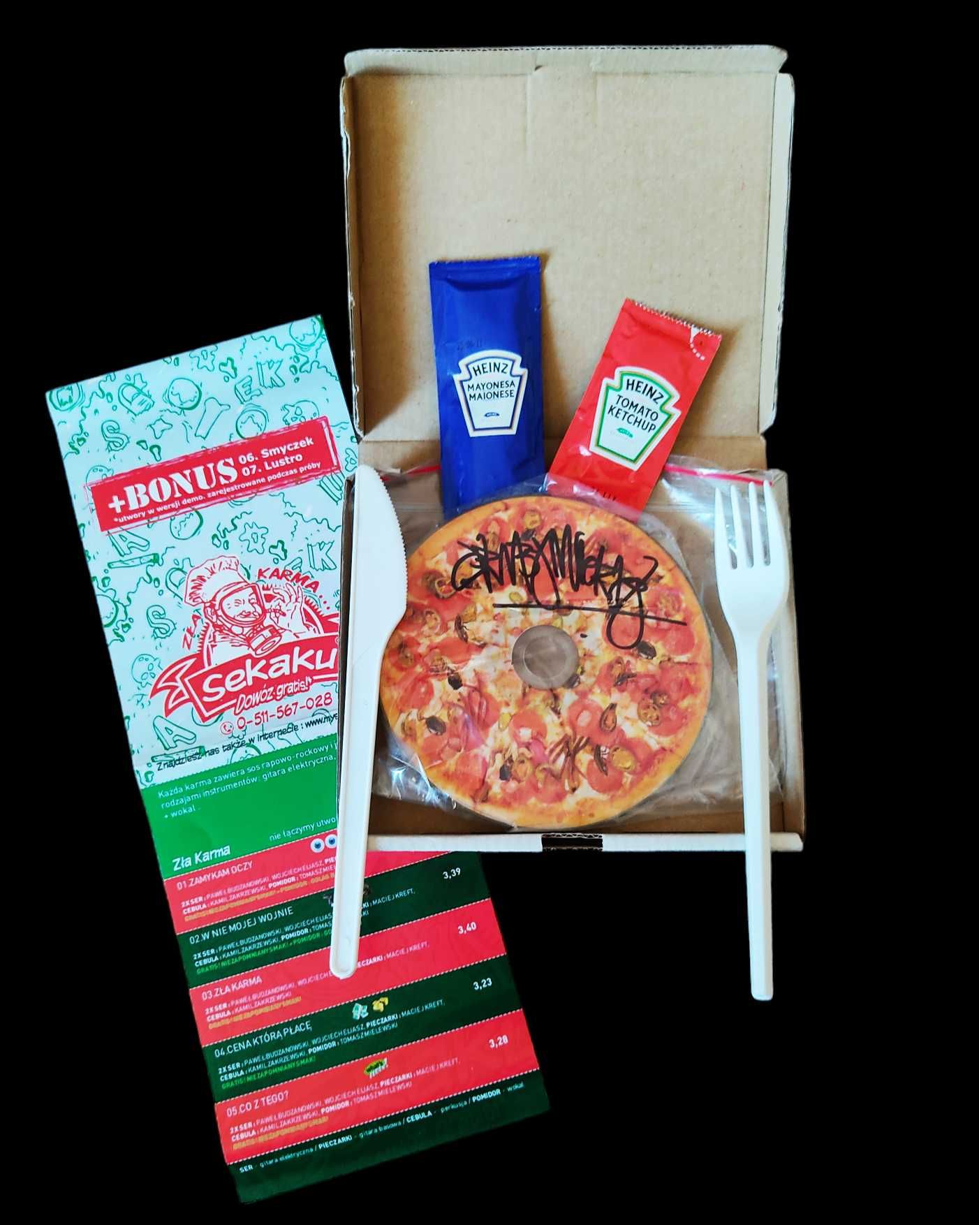 Sekaku Gruby Mielzky - Zła Karma BOX PIZZA nowa autograf zestaw unikat