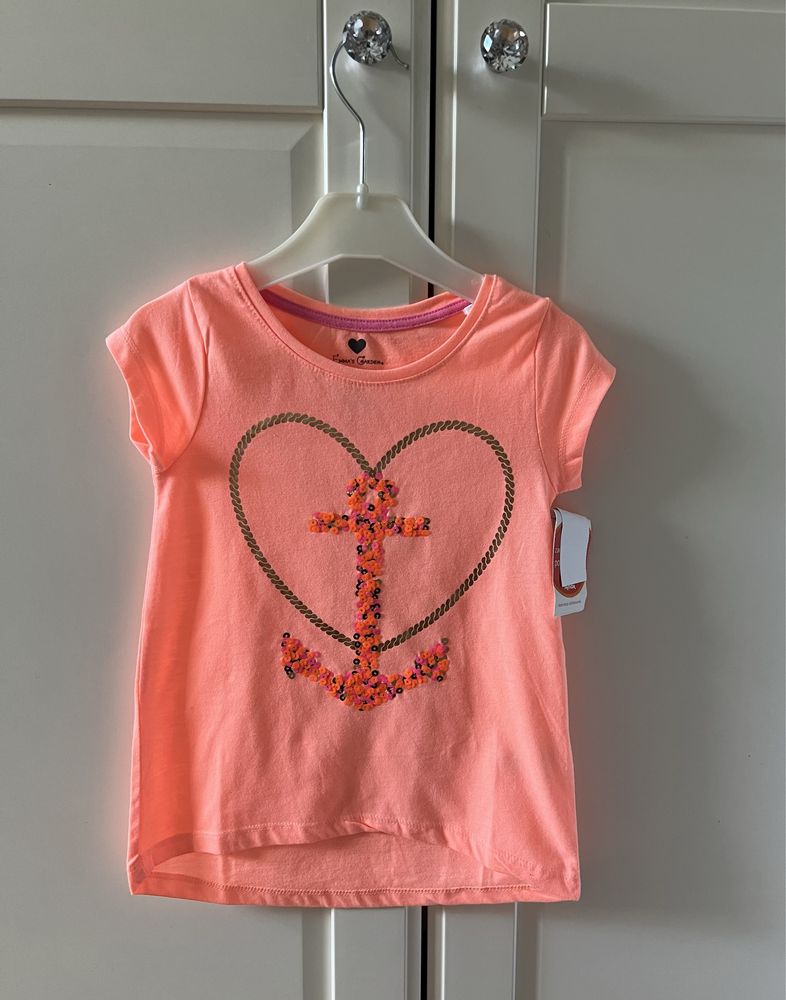 Letnia neonowa blizeczka t-shirt cekiny serce