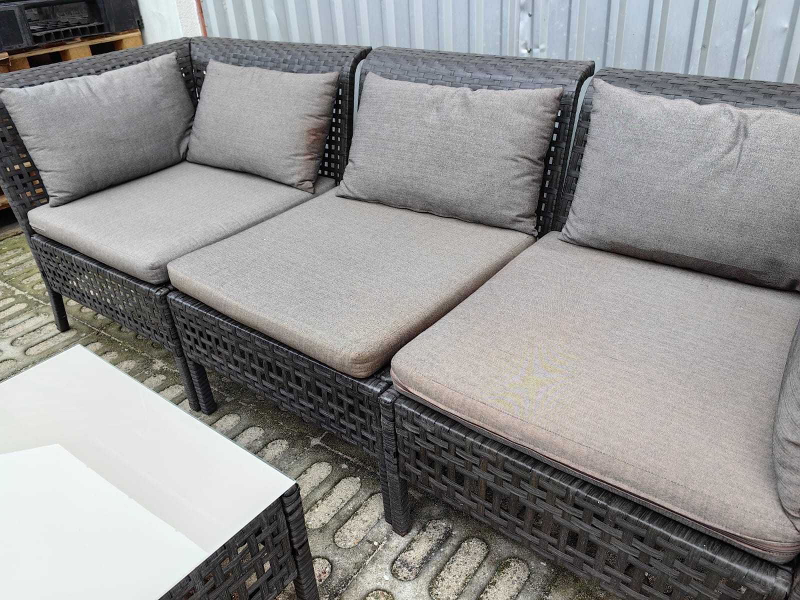 Zestaw mebli rattanowych narożnik sofa ogrodowa stół Rattan ława RELAX