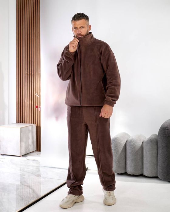 Мужской зимний костюм ДВОЙНОЙ ФЛИС кофта и штаны 46-56 Черный серый