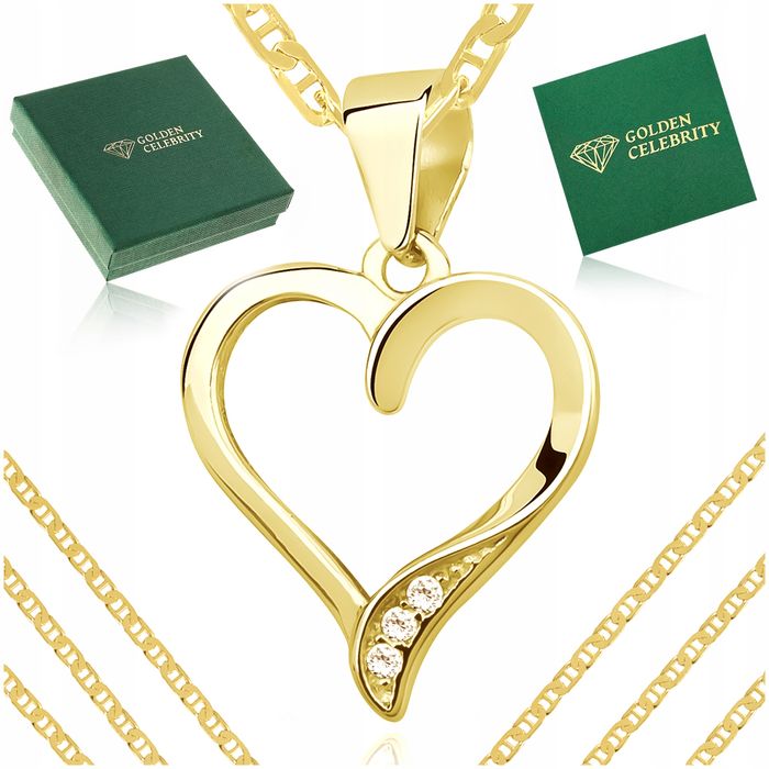 Złoty Łańcuszkek Z Serduszkiem 925/585 Prezent Dla Niej Nauczycielki M
