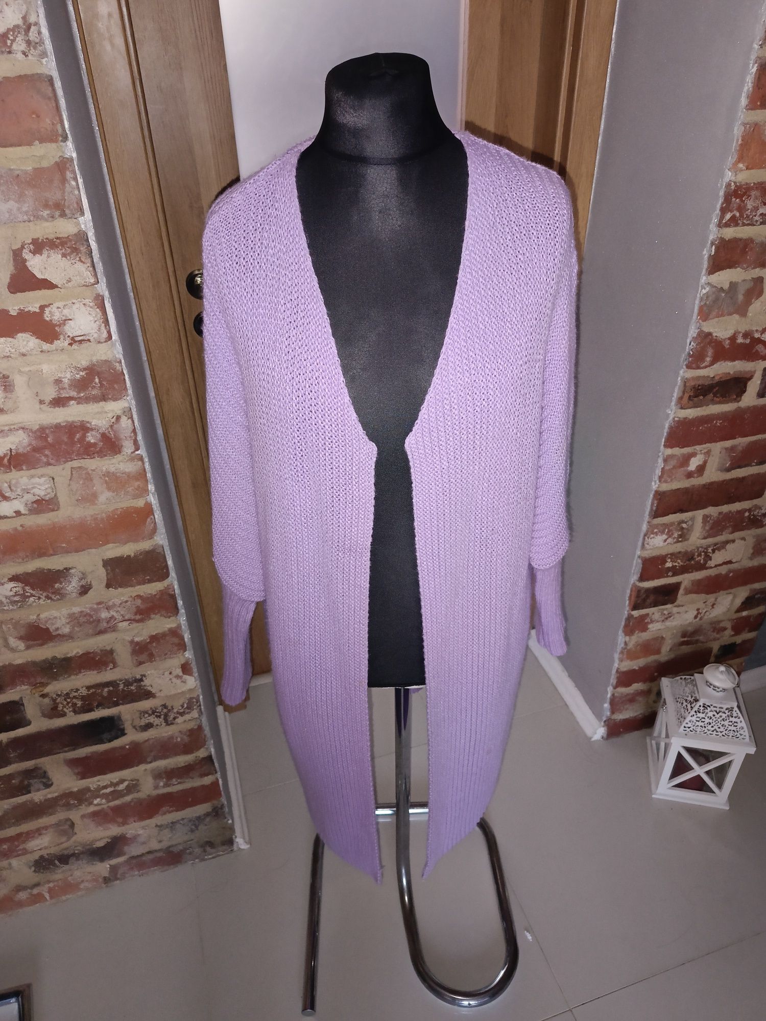Piękny długo kardigan fiolet M-XXL oversize