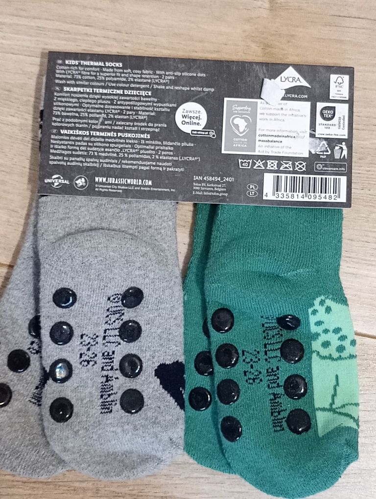 Termiczne dziecięce skarpetki w dinozaury rozmiar 23/26