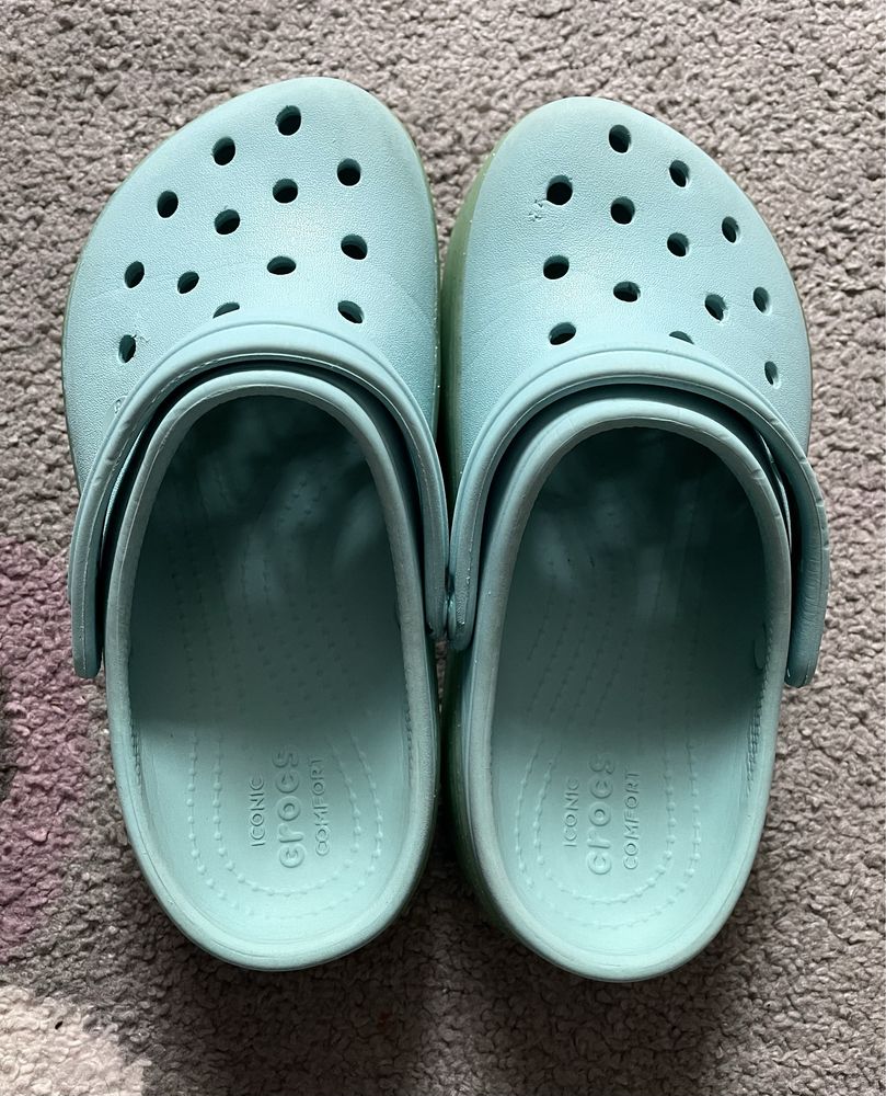 Buty klapki Crocs Crocband Platform Clog J/M3 W5 35 - 36 brokat
