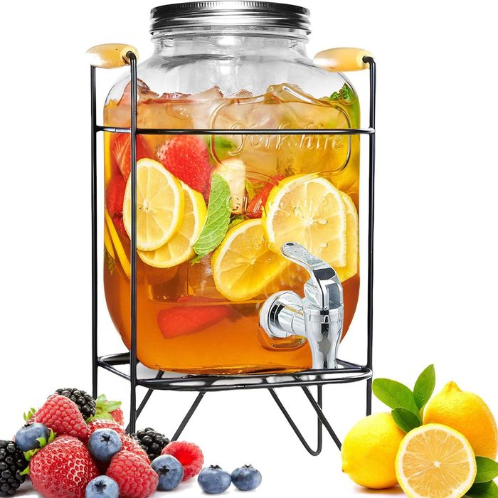 Duscdesp Dozownik do napojów 4 l, ze stojakiem z kranikiem i pokrywką