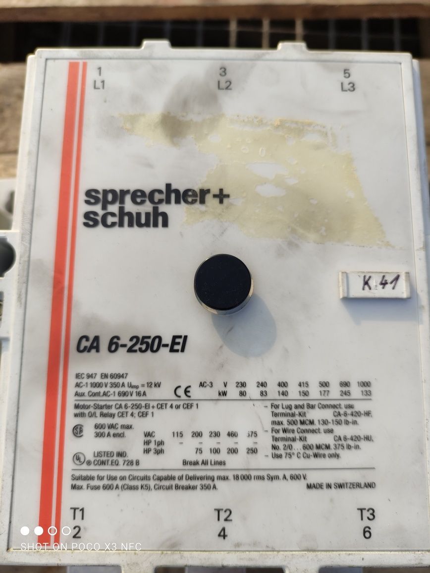 Stycznik Sprecher Schuh CA 6-250-EL 600VAC 350A 1000V