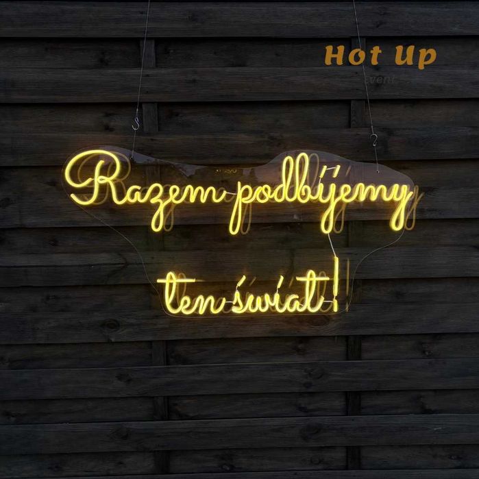 Napis LED / Dekoracja / Ścianka Wesele - Razem podbijemy ten świat!