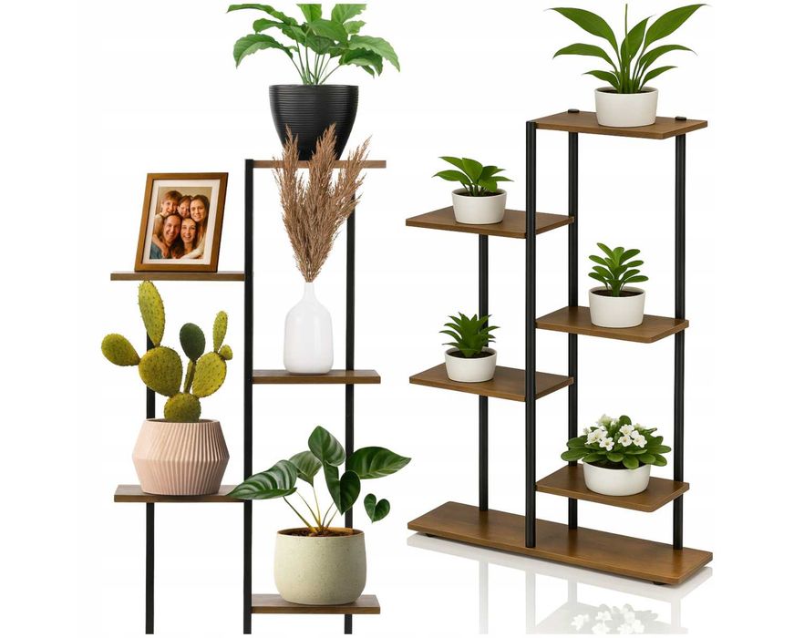 Kwietnik Stojak na Rośliny Kwiaty Rustykalny Regał Drewniane Półki