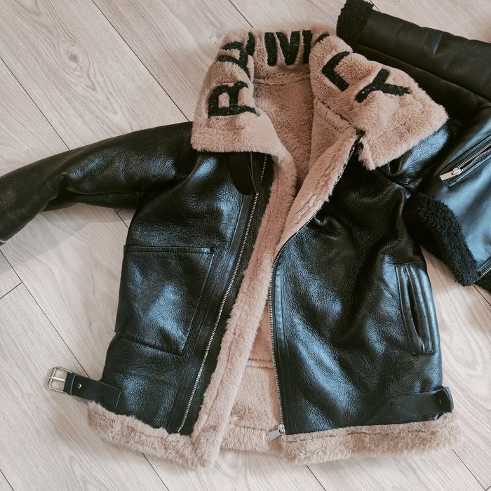 Ramoneska damska skórka skóra ocieplana kożuszek zimowa s