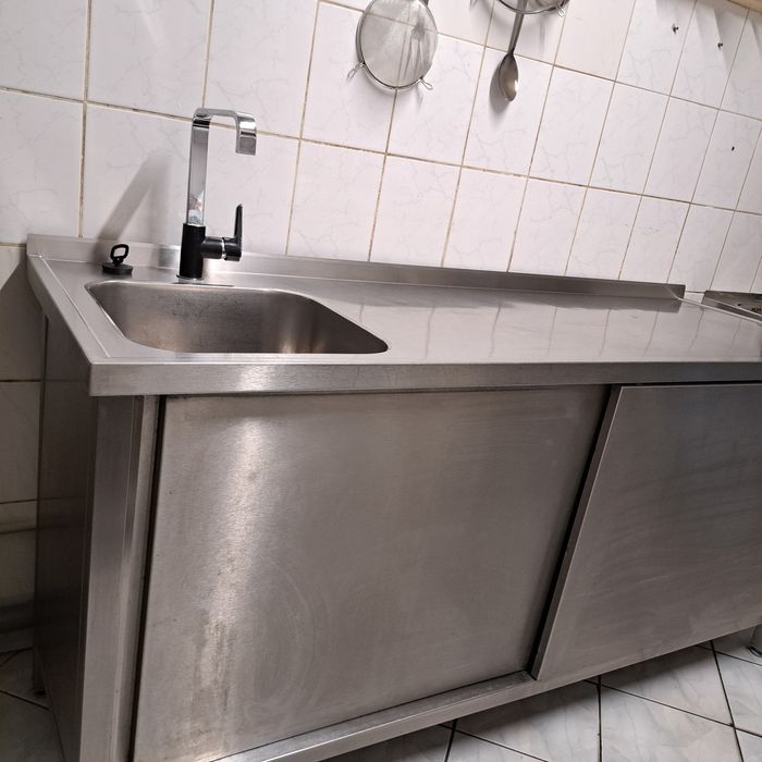 Stół gastro ze zlewem i szafką 180cm