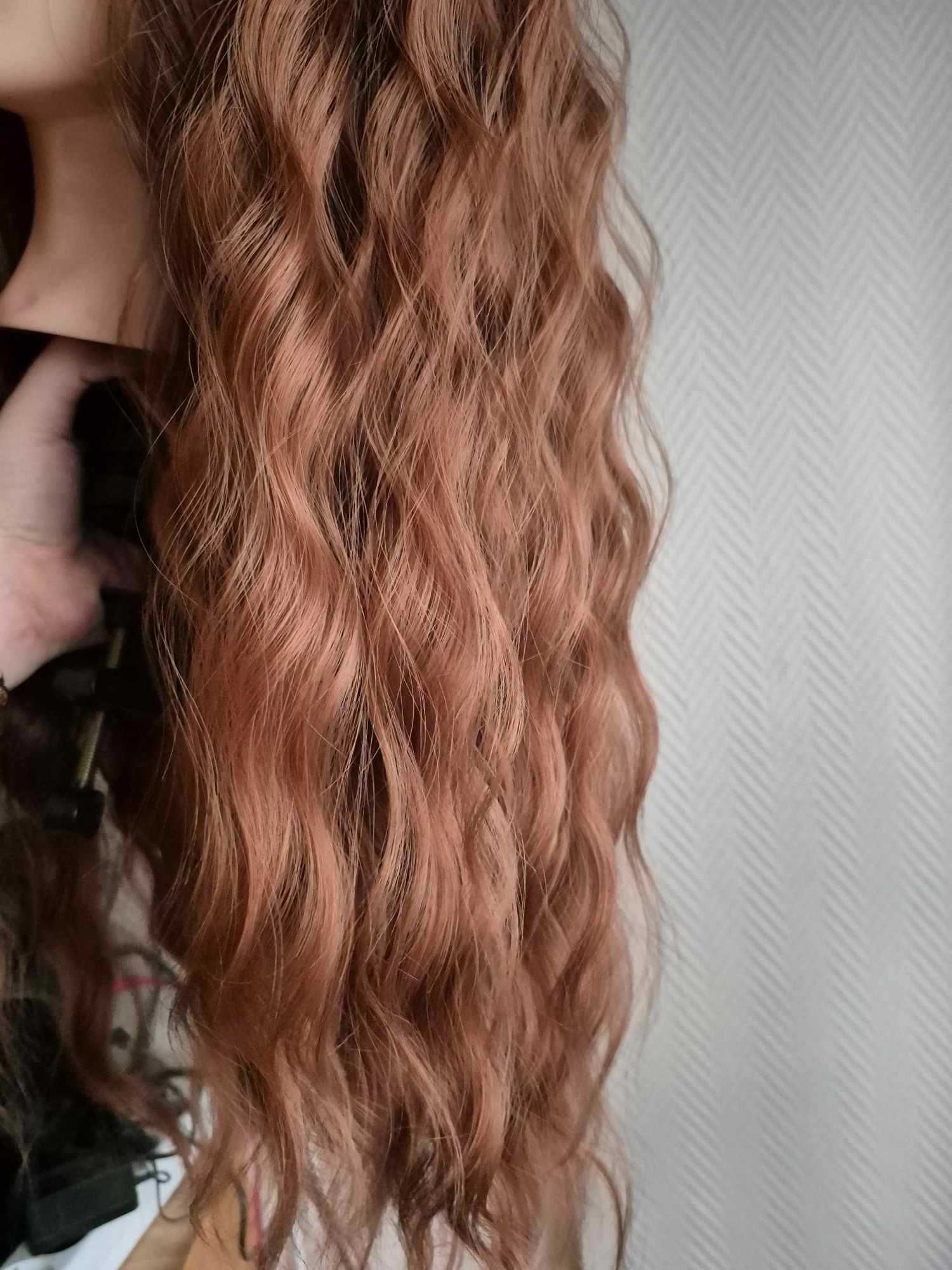 Peruka Rudy brąz 65 cm fale lace front