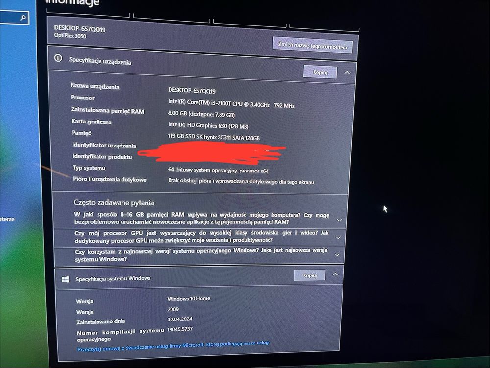 Mini komputer Dell Optiplex 3050 i3-7100t, 8GB, 128GB SSD + zasilacz
