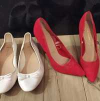 Buty czerwone szpilki koronka r40 baleriny białe r 40