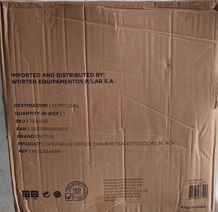 Cadeira de Escritório Mitsai Estocolmo Preto, Nova