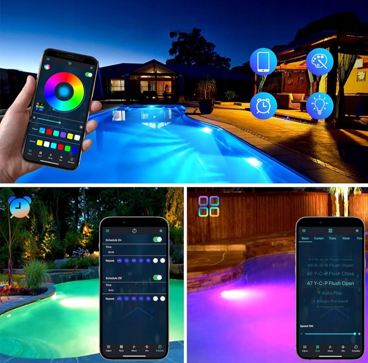 Oświetlenie basenowe do basenu rgb