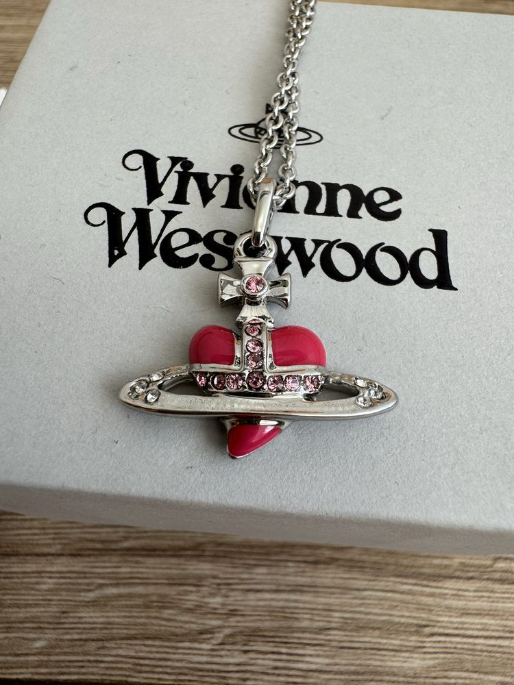 Кулон цепочка Vivienne Westwood pink  heart pandora