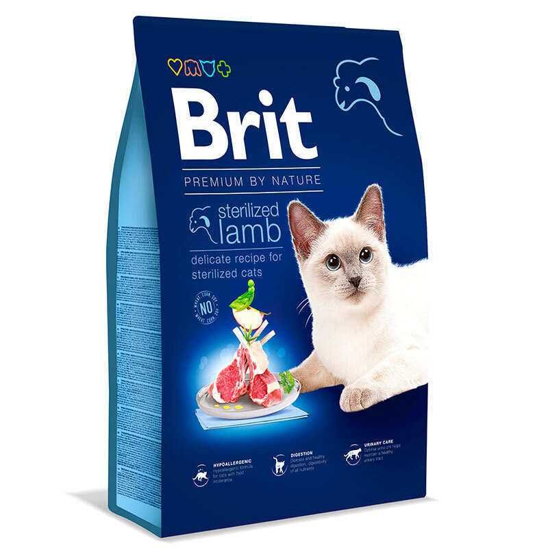 Корм Brit Premium Cat STERIL Ягня 8 кг для стерилізованих котів. Бріт