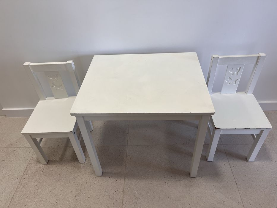 Stolik + 2 krzesełka białe dziecięce Ikea