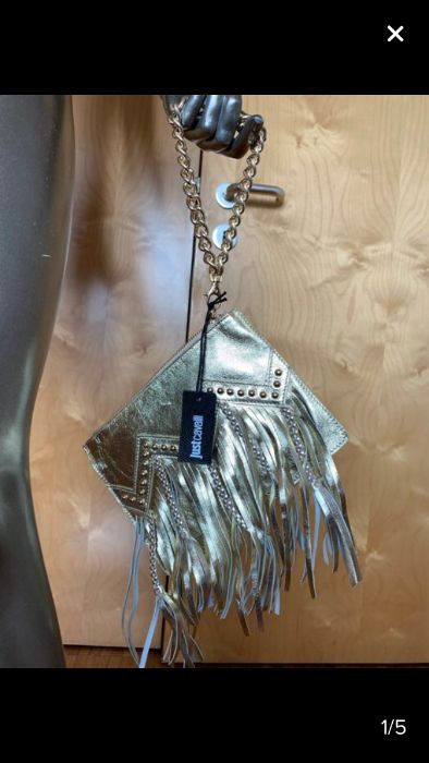 BAIXA! Nova. Mala de mão, Clutch, Roberto Cavalli. Autêntica em Pele