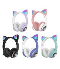 Навушники коти безпровідні дитячі Беспроводные Bluetooth ушками LED