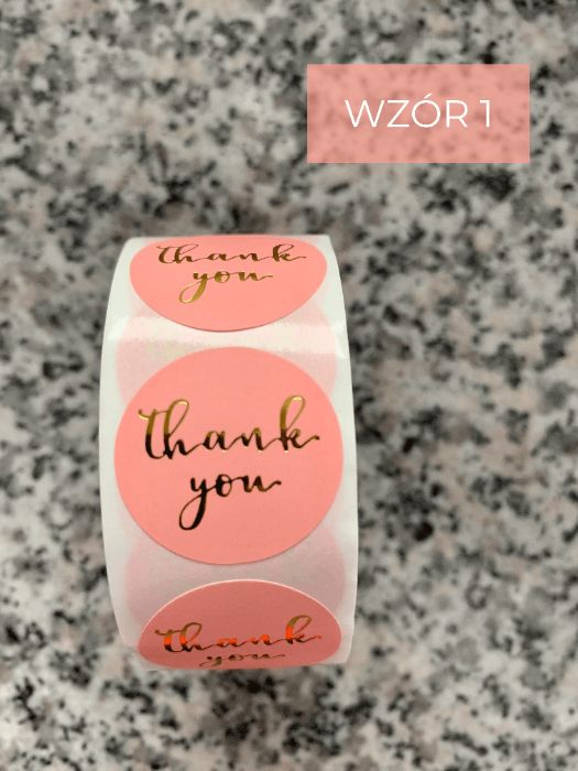 Naklejki okrągłe "thank you"  50 sztuk