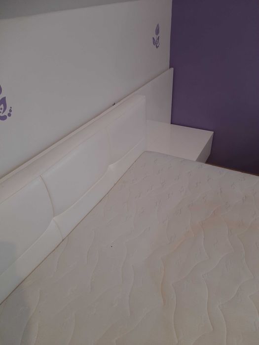 Łóżko dębowe białe, lakierowane