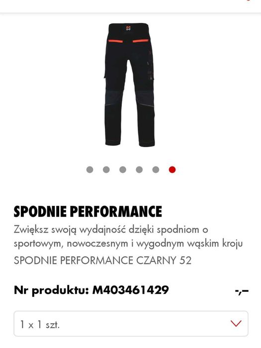 Wurth spodnie robocze performance 52rozmiar