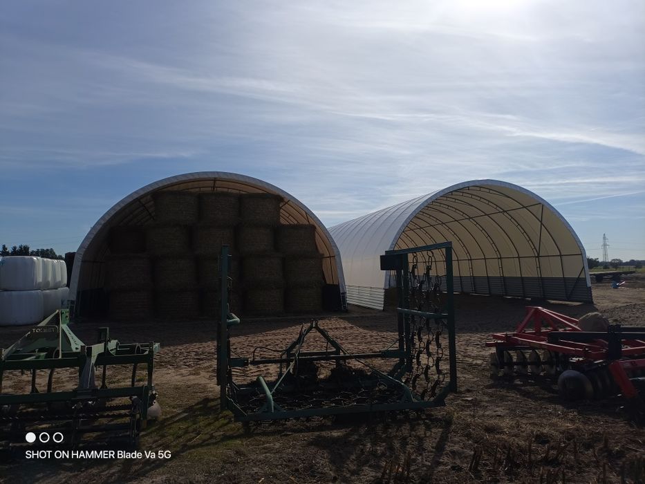 Hala łukowa wiata namiot słoma bydło drób maszyny