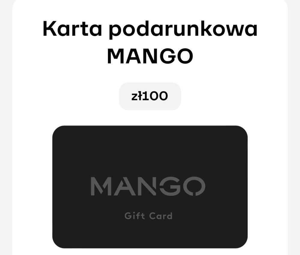 Mango. Voucher, kod ekod platniczy 100zl