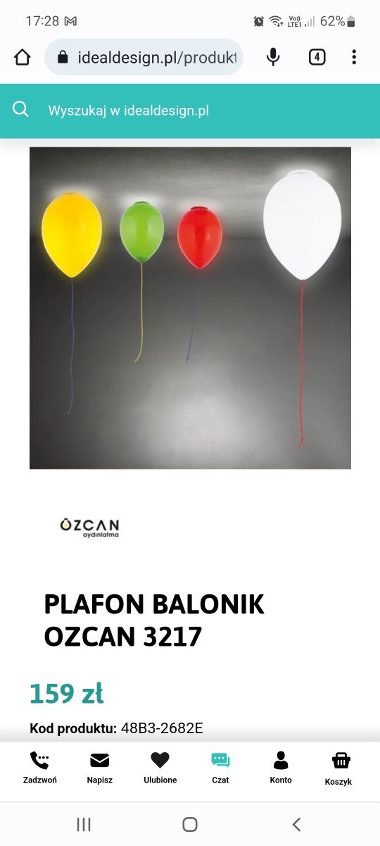 Lampa dziecięca, plafon balonik żółty OZCAN