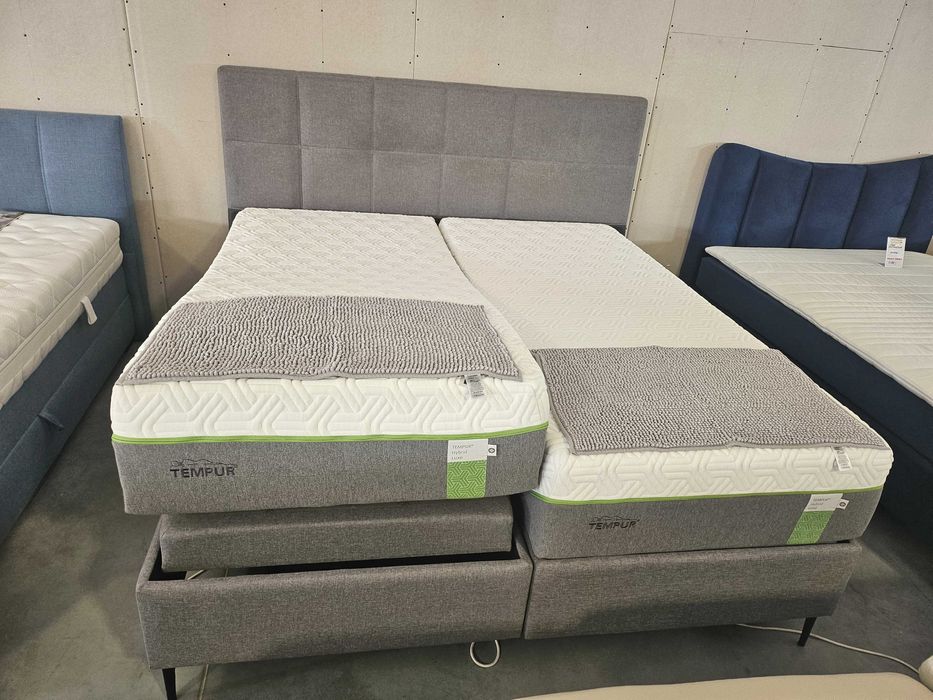 Łóżko Tempur sterowane elektrycznie z materacami Tempur Hybrid Luxe.