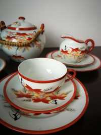 Zestaw do herbaty vintage, cienka porcelana.