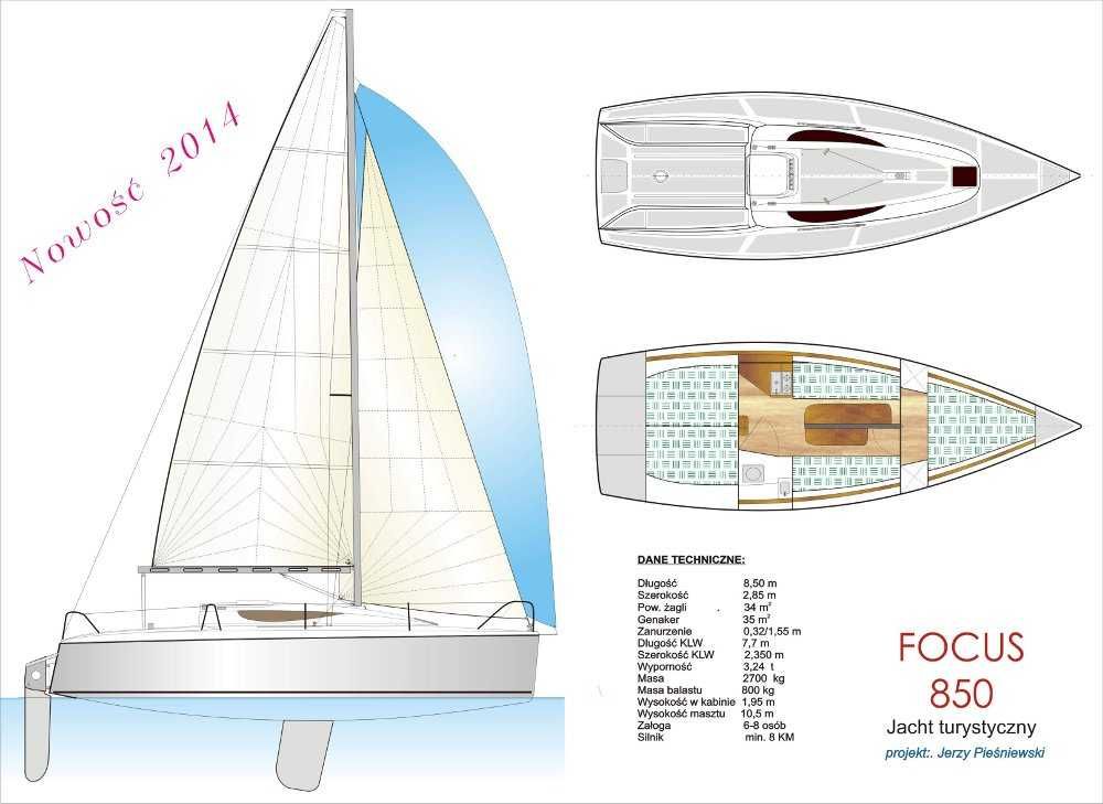 Jacht Focus 850 jak nowy z vat